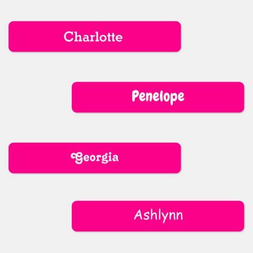 Assorted Pink Fonts Kids Labels