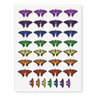 Assorted rainbow colored butterflies temporary tattoos