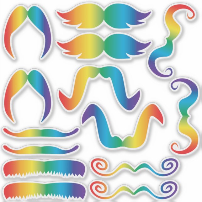 Assorted Rainbow Mustache Sticker (Front)