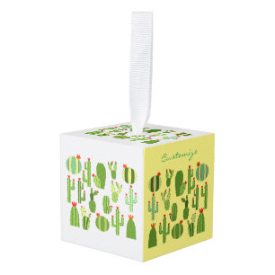 Assorted Red-flowered Cactus Plants Thunder_Cove Cube Ornament