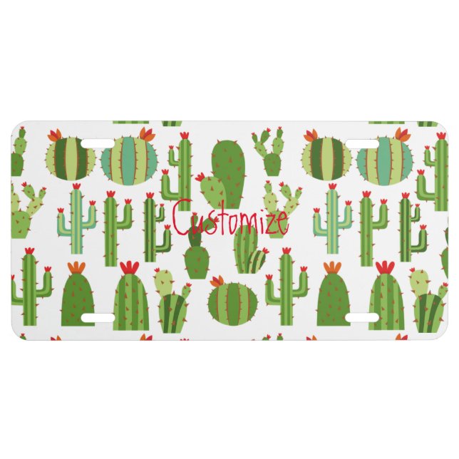 Assorted Red-flowered Cactus Plants Thunder_Cove License Plate (Front)