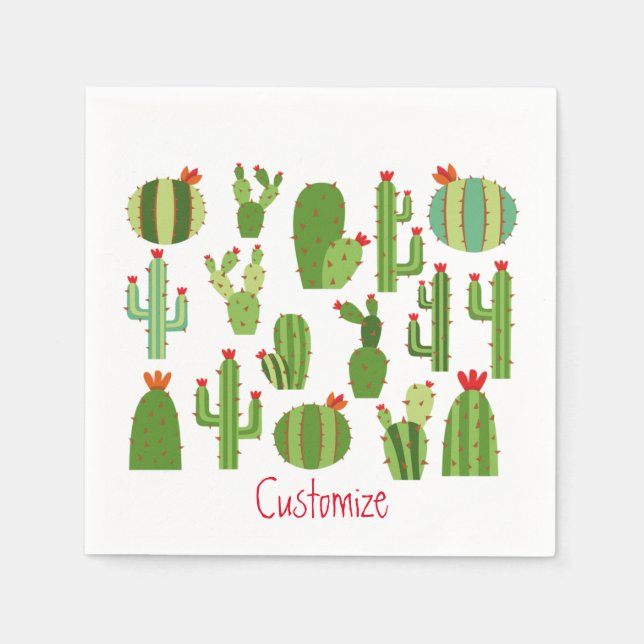 Assorted Red-flowered Cactus Plants Thunder_Cove Napkins (Front)