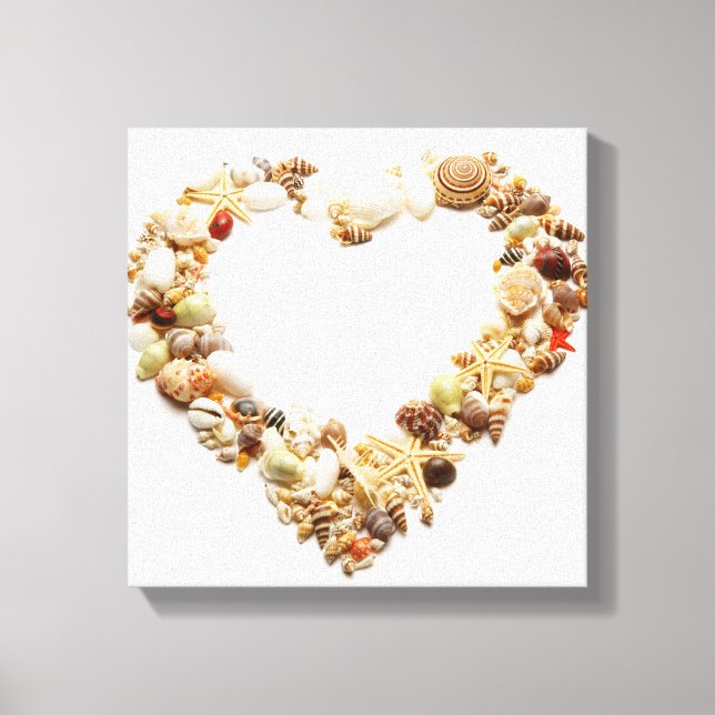 Assorted seashells form heart shape canvas print (Front)