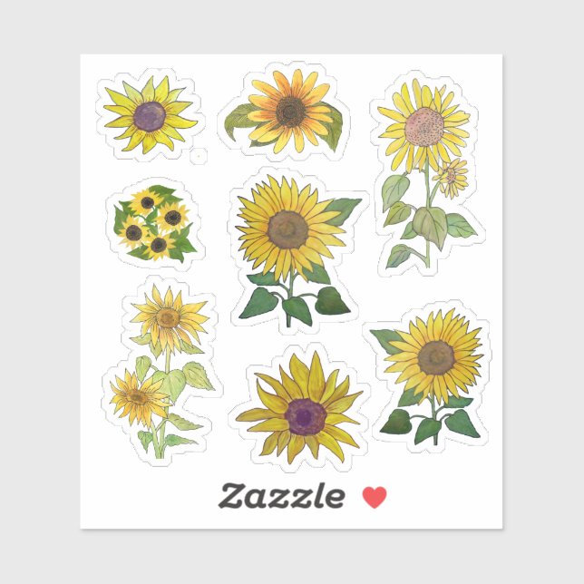 Assorted single and double sunflowers sticker (Sheet)