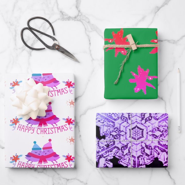 ASSORTED SNOW FLAKE CHRISTMAS Wrapping Paper (Front)