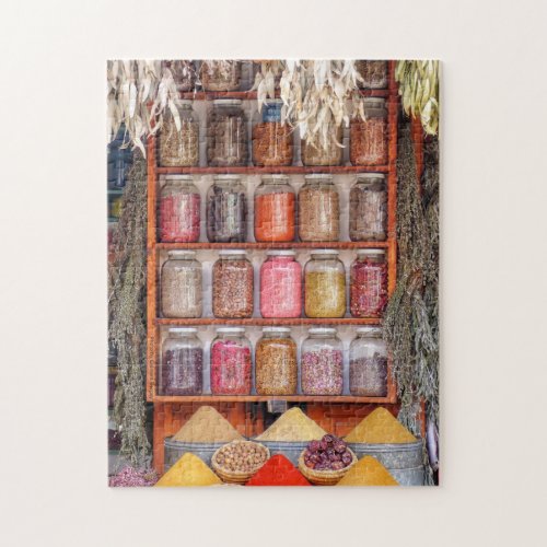 Assorted Spice Jars The Market Marrakesh Morroco Jigsaw Puzzle