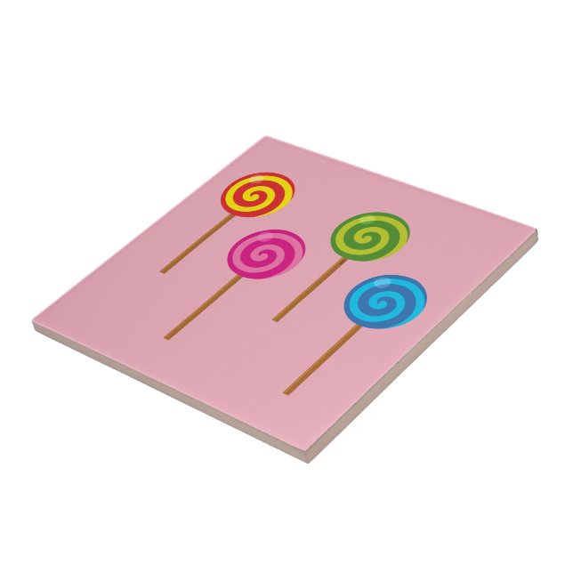 Assorted Spiral Colorful Lollipops Ceramic Tile (Side)