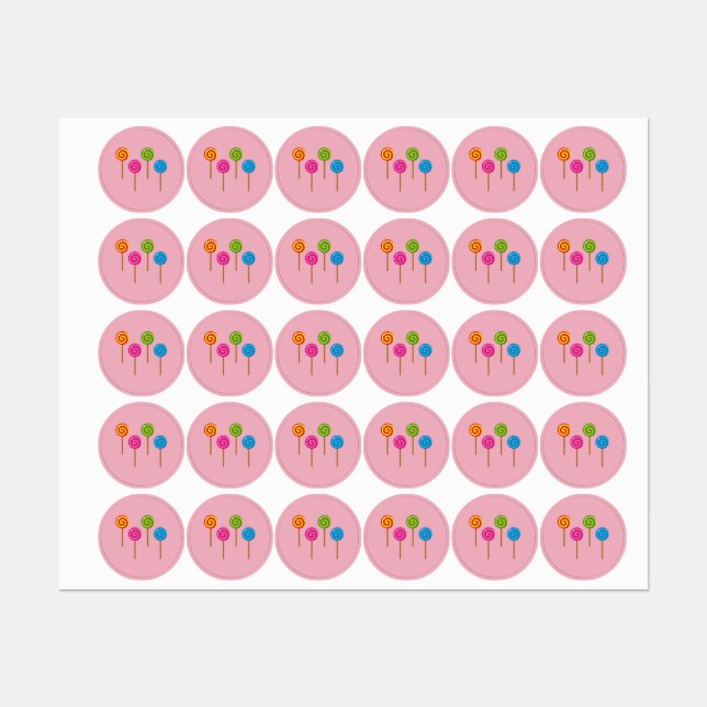 Assorted Spiral Colorful Lollipops Labels (Sheet)