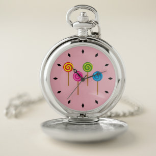 Assorted Spiral Colorful Lollipops Pocket Watch