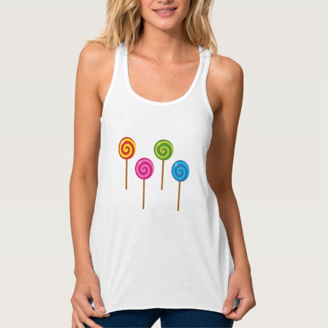 Assorted Spiral Colorful Lollipops Tank Top (Front)