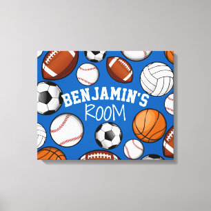 Assorted Sports All STAR Custom Name Bedroom Canvas Print