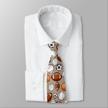 Assorted Sports All Star Taupe Colored Tie by HappyPlanetShop at Zazzle