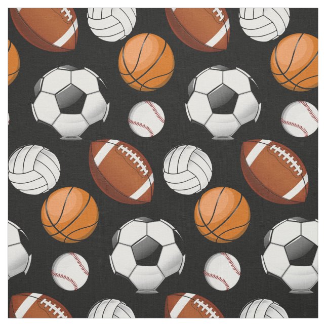 Assorted Sports Black Fabric (Swatch)