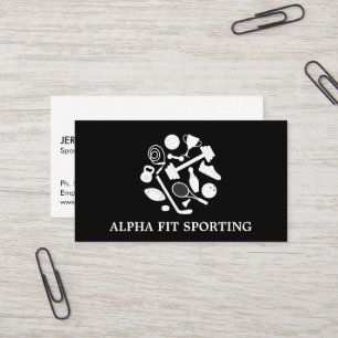 Assorted Sports Equipment Icons Business Card
