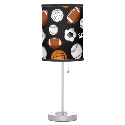 Assorted Sports Player Custom Name Black Table Lamp (Left)
