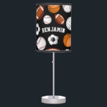 Assorted Sports Player Custom Name Black Table Lamp<br><div class="desc">A black desktop lamp featuring a variety of sports equipment for that special All-Star in your life.</div>