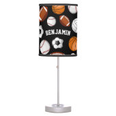 Assorted Sports Player Custom Name Black Table Lamp (Front)