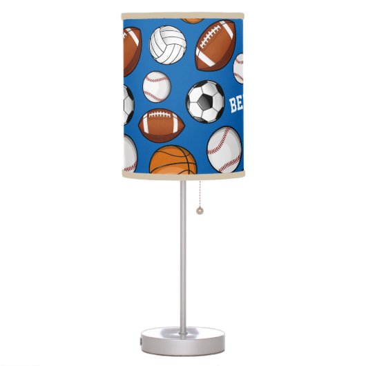Assorted Sports Player Custom Name Blue Table Lamp (Left)