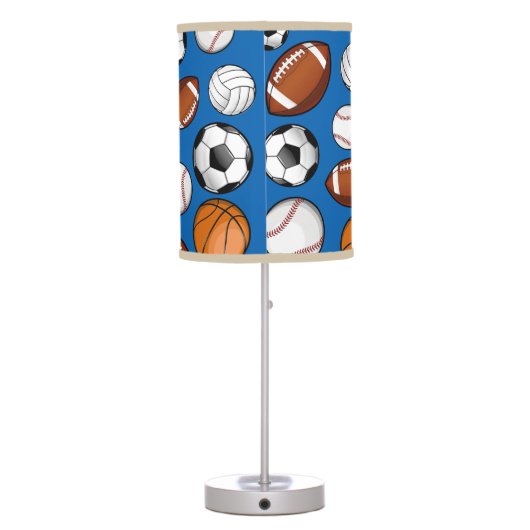 Assorted Sports Player Custom Name Blue Table Lamp (Back)