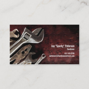 Assorted Tools Maroon Handyman Business Card