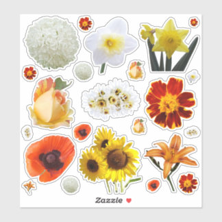 Assorted White Yellow Orange Flowers Sticker