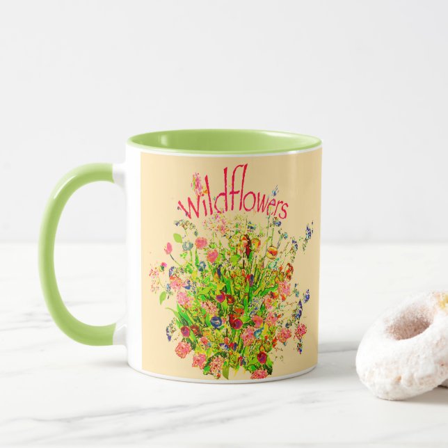 Assorted Wildflowers Pretty Mug (With Donut)