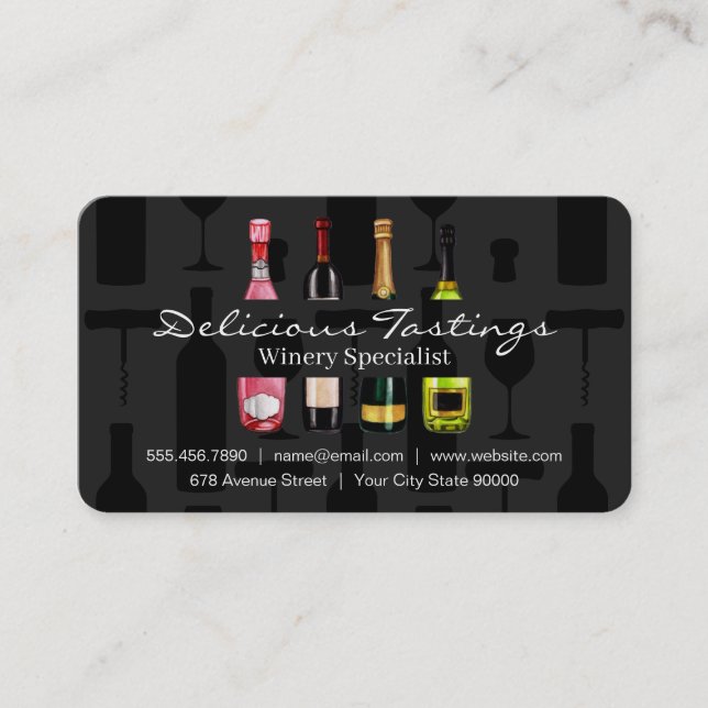 Assorted Wine Champagne Tastings Business Card (Front)
