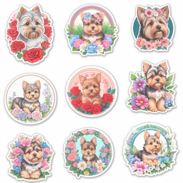 Assorted Yorkshire & flowers Sticker (Front)