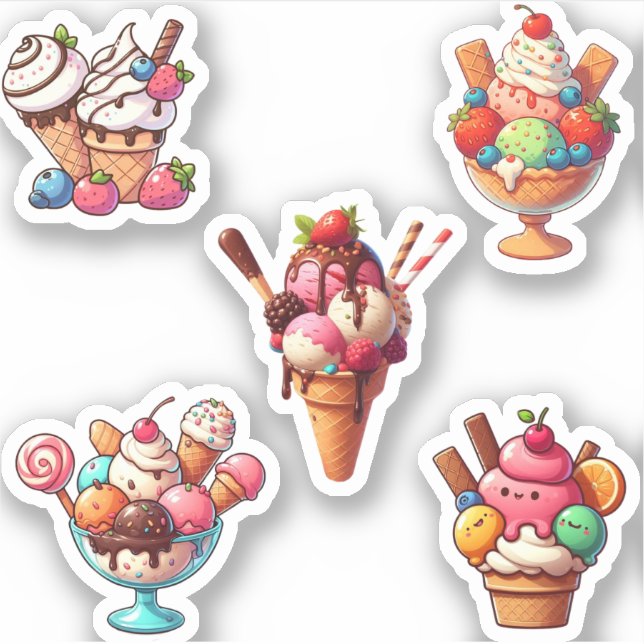 assorted yummy ice cream sticker (Front)