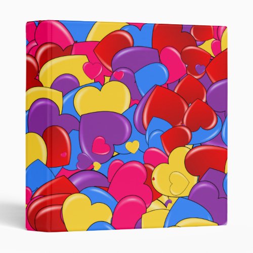 Assortment Candy Coated Valentine Chocolate Hearts 3 Ring Binder