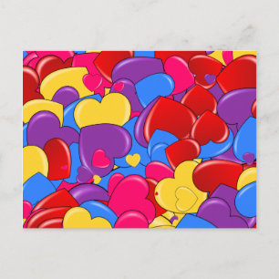 Assortment Candy Coated Valentine Chocolate Hearts Holiday Postcard