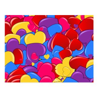 Assortment Candy Coated Valentine Chocolate Hearts Post Card