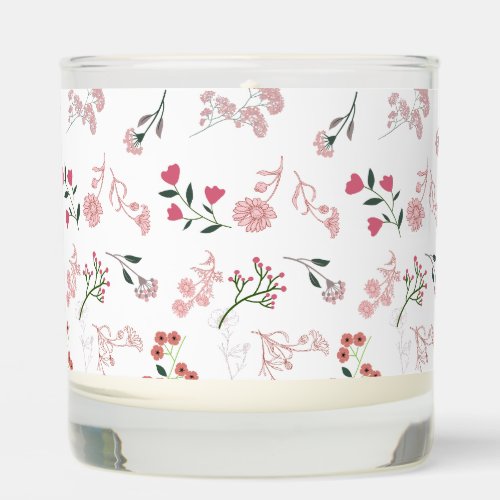 Assortment of Delicate Spring Flowers in Pattern Scented Candle