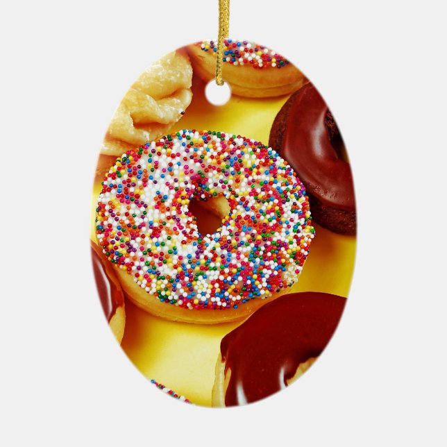 Assortment of delicious donuts ceramic ornament (Front)