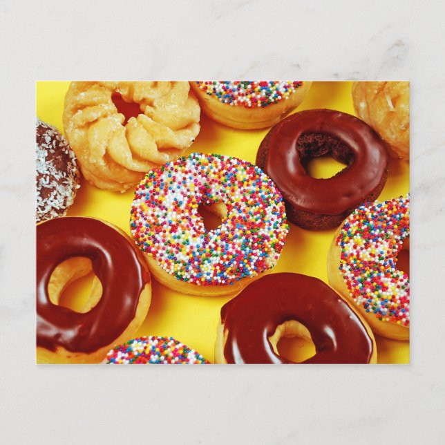 Assortment of fresh tasty donuts postcard (Front)