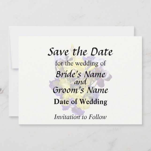 Assortment of Irises Yellow and Purple Save The Date (Front)