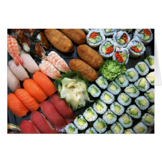 Assortment of Japanese sushi favorites (Front Horizontal)