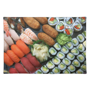 Assortment of Japanese sushi favorites Cloth Placemat