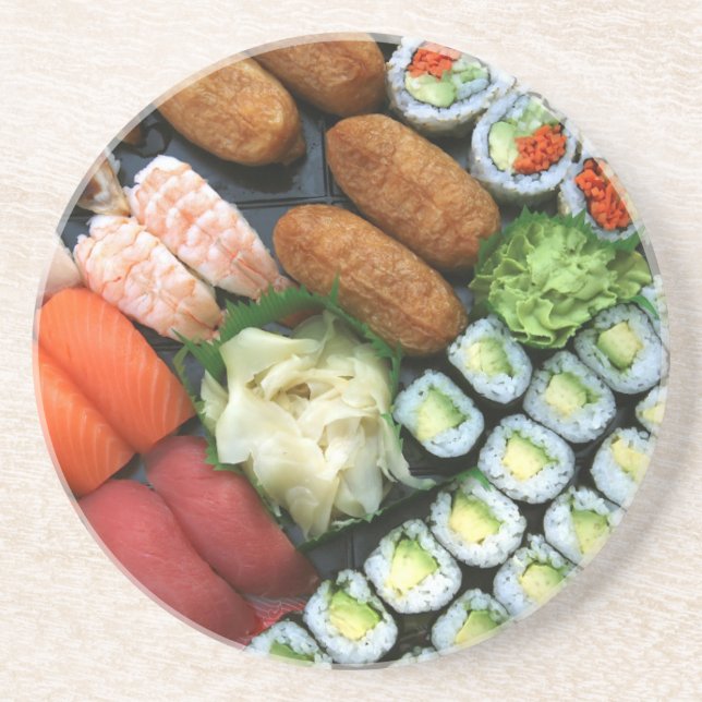 Assortment of Japanese sushi favorites Coaster (Front)