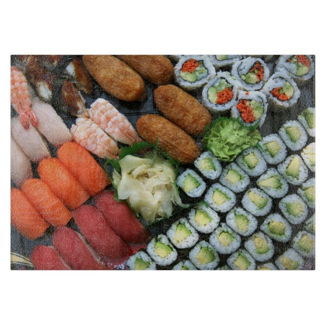Assortment of Japanese sushi favorites Cutting Board (Front)