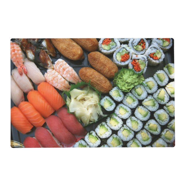 Assortment of Japanese sushi favorites Placemat (Front)