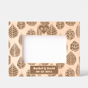Assortment of leaves with initials wedding engraved frames
