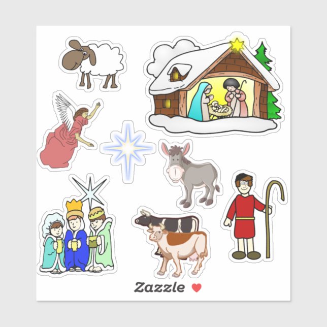 Assortment of Religious Christmas Stickers (Sheet)