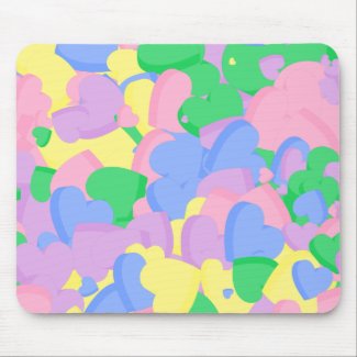 Assortment Pastel Sugar Candy Valentine Hearts Mouse Pads