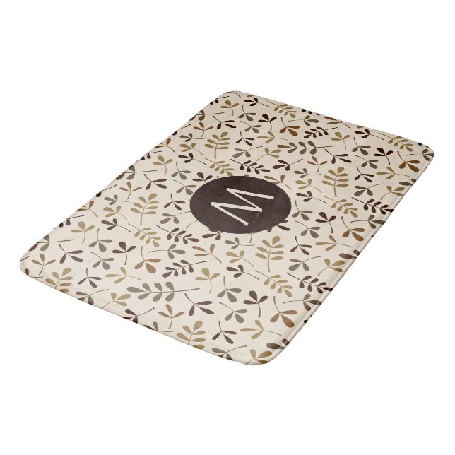 Asstd Leaves Gld Brwns Crm Rpt Ptn (Personalized) Bathroom Mat (Angled)