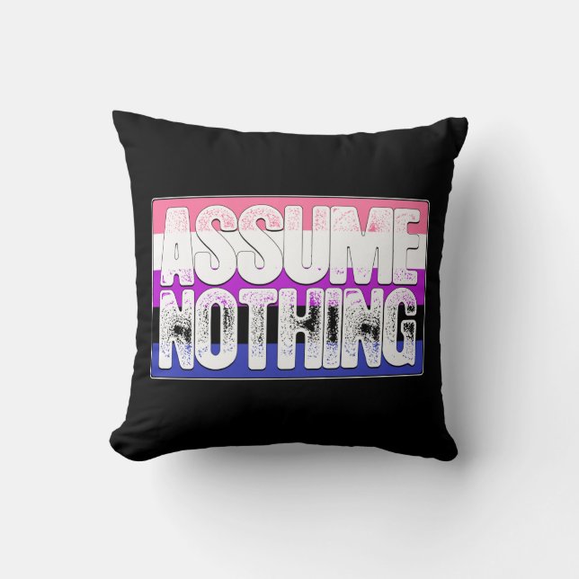 Assume Nothing Genderfluid Pride Flag Throw Pillow (Front)
