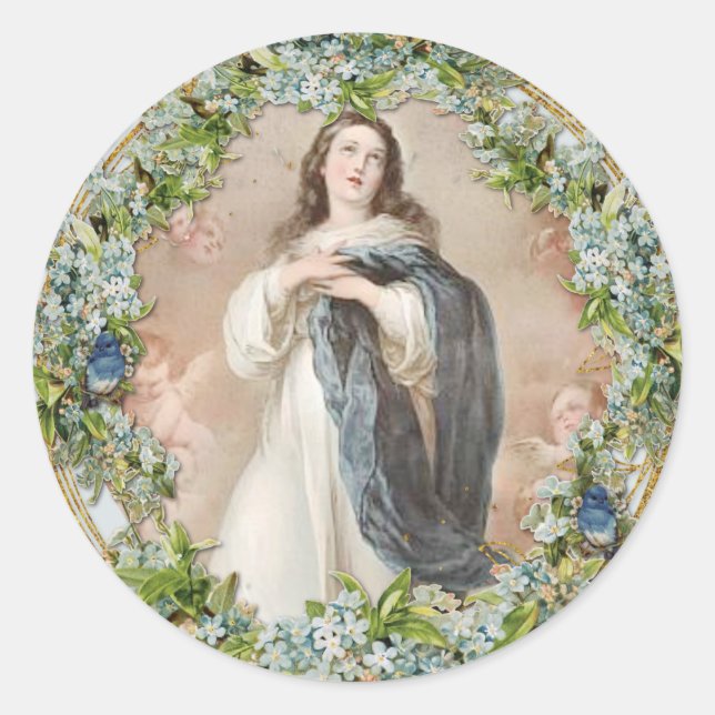 Assumption of Blessed Virgin Mary Classic Round St Sticker (Front)
