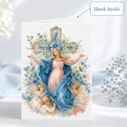 Assumption of Mary Blue Floral Catholic Note Card