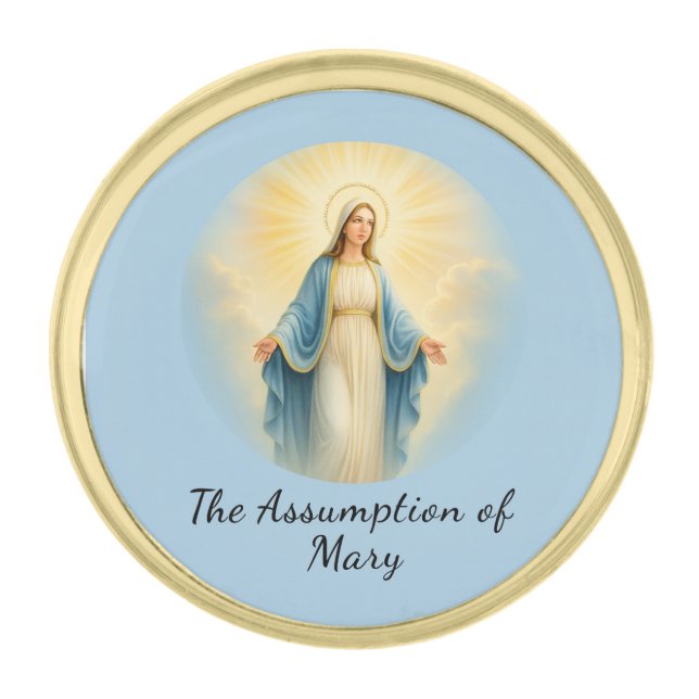 Assumption of Mary Catholic Saint  Gold Finish Lapel Pin (Front)