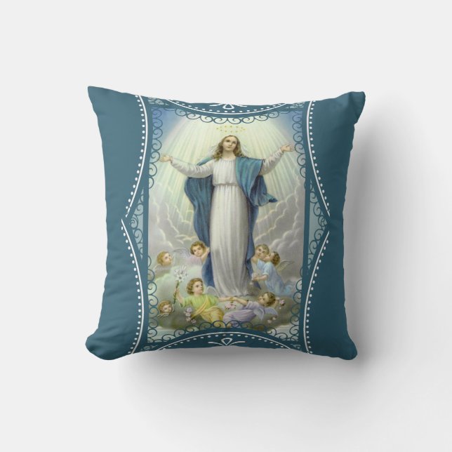 Assumption of the Blessed Virgin Mary Angels Throw Pillow (Front)